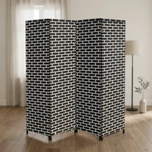 4-Panel Brick Pattern Folding Room Divider