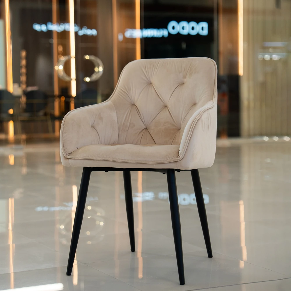 Velvet Tufted Chair Beige