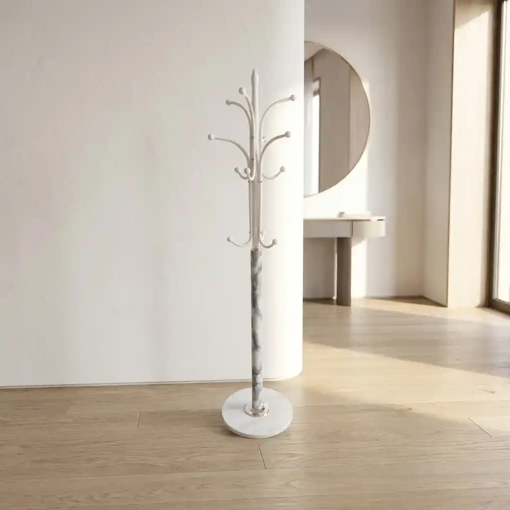 Marbella White Marble-Style Coat Stand