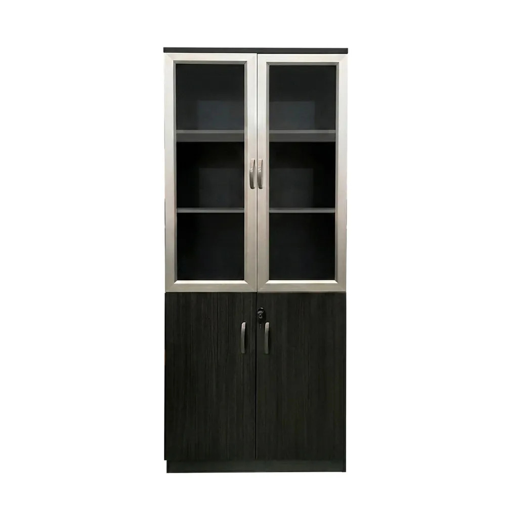 Black Contrast Glass Office Cabinet