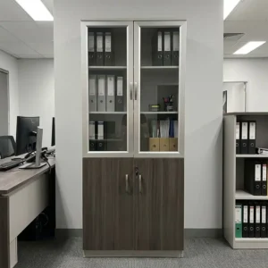 Walnut Executive Glass Storage Cabinet