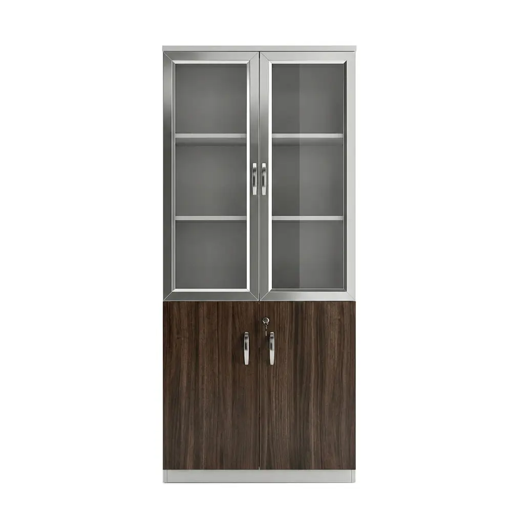 Walnut Executive Glass Storage Cabinet