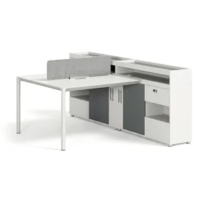 DP60-D0715 Modern Office Workstation with Privacy Screen & Integrated Storage Credenza