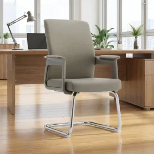Executive Visitor Chair with Upholstered Armrests & Chrome Cantilever Base