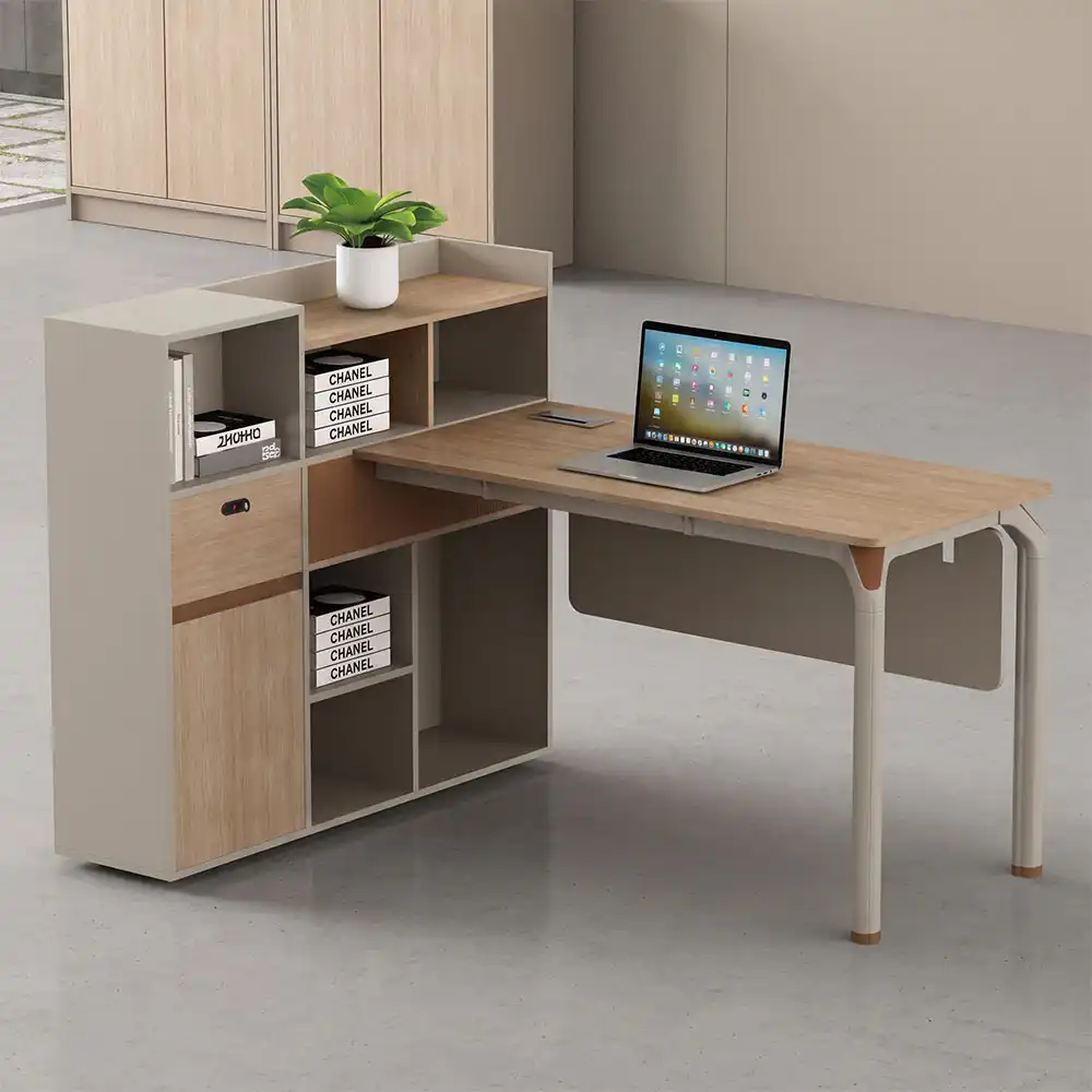 Office Desk with Integrated Storage Cabinet