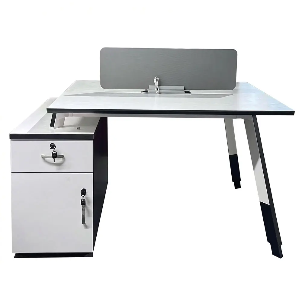 2-Person Office Workstation with Storage Cabinet