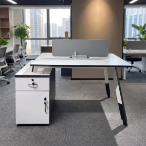 2-Person Office Workstation with Storage Cabinet