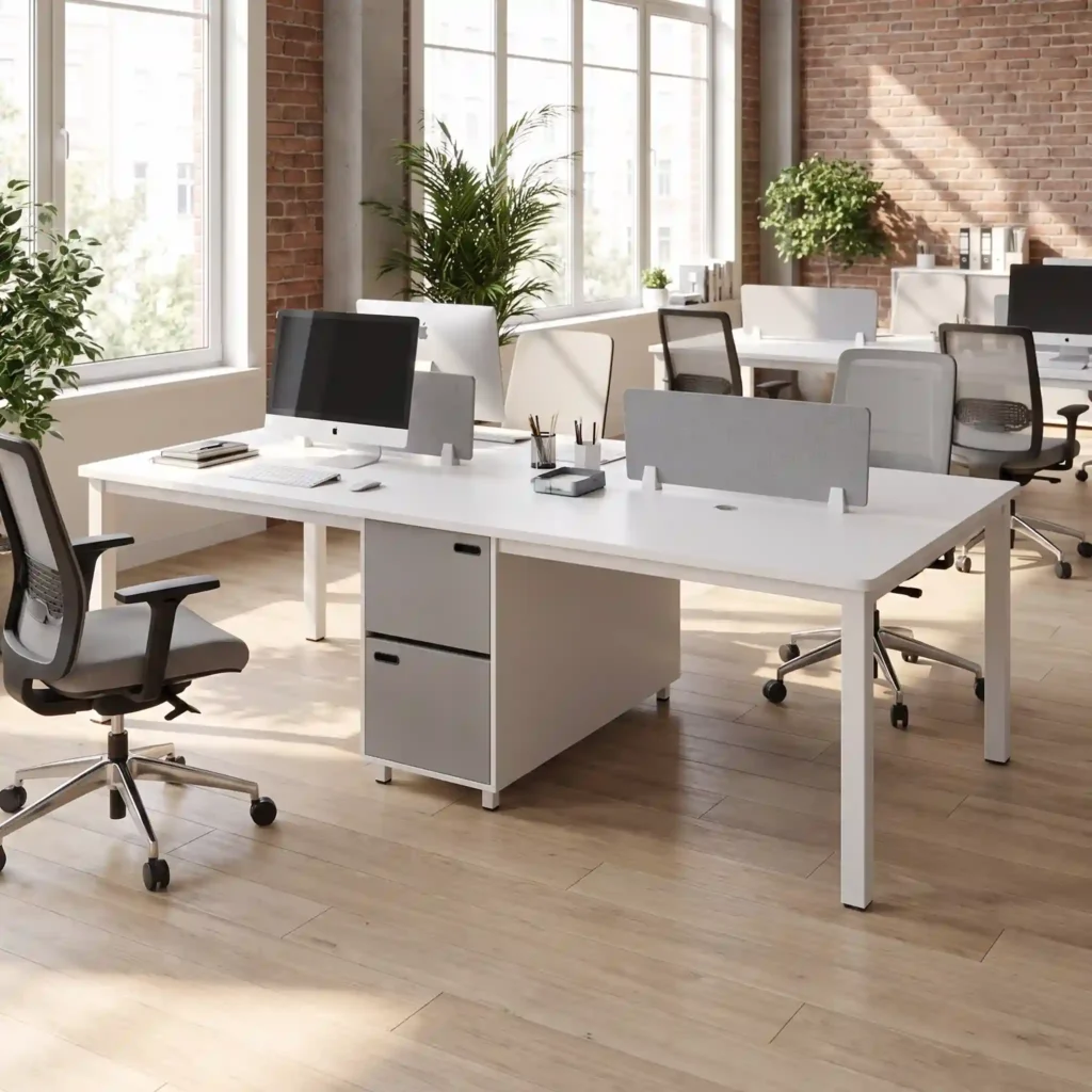2-Person Office Workstation with Central Storage