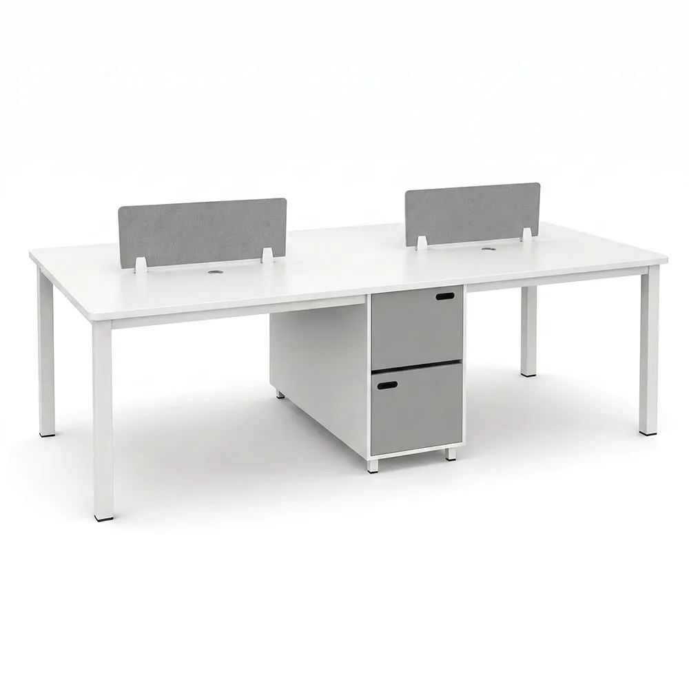 2-Person Office Workstation with Central Storage